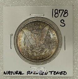 1878 S Morgan Silver Dollar TRUE RAINBOW TONED Gem COLLECTIBLE High Grade Coin