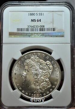 1880-S Morgan Silver Dollar NGC MS64 Beautiful Uncirculated Condition Frosty Gem