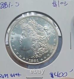 1881-S CHOICE to GEM BU MS MORGAN SILVER DOLLAR look like proof look at pictures