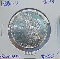 1881-S CHOICE to GEM BU MS MORGAN SILVER DOLLAR look like proof look at pictures