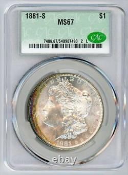 1881-S Morgan Silver Dollar $1, CACG MS-67 CAC Superb Gem