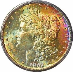 1881-S PCGS MS65 Morgan Silver Dollar Amazing Rainbow Toned Gem 320684