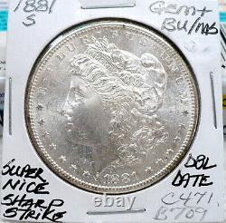 1881-s Morgan Silver Dollar Gem+ Bu/ms, Dbl Date, Nice++ White+, Sharp X C471