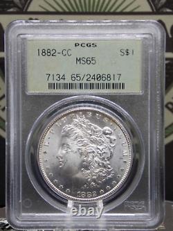 1882 CC Morgan SILVER Dollar $ PCGS MS65 #817 OGH Green Gem BU Uncirculated