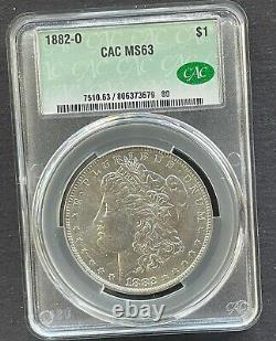 1882-O Morgan Silver Dollar, CAC GRADED MS63, BRIGHT SHINY LUSTER GEM