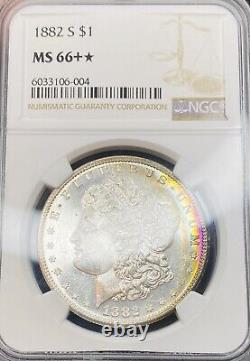 1882 S $1 Morgan Silver Dollar NGC MS66+ PLUS STAR Clean TONED Gem Luster