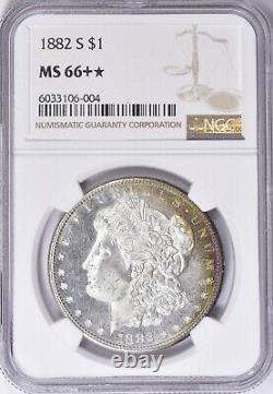 1882 S $1 Morgan Silver Dollar NGC MS66+ PLUS STAR Clean TONED Gem Luster