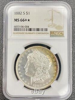 1882 S $1 Morgan Silver Dollar NGC MS66+ PLUS STAR Clean TONED Gem Luster