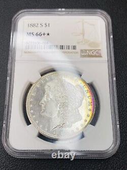 1882 S $1 Morgan Silver Dollar NGC MS66+ PLUS STAR Clean TONED Gem Luster