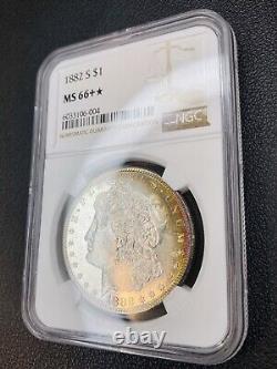 1882 S $1 Morgan Silver Dollar NGC MS66+ PLUS STAR Clean TONED Gem Luster