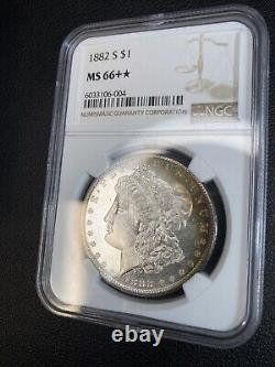 1882 S $1 Morgan Silver Dollar NGC MS66+ PLUS STAR Clean TONED Gem Luster