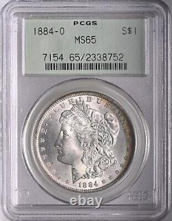 1884-o $1 Morgan Silver Dollar Gem Pcgs Ms65 #2338752 Ogh Pretty Crescent Toning