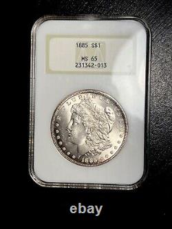 1885 Morgan Silver Dollar NGC MS 65 Old Fatty Holder! Toned Rim! Certified GEM