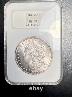 1885 Morgan Silver Dollar NGC MS 65 Old Fatty Holder! Toned Rim! Certified GEM