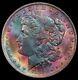 1885 O Morgan Silver Dollar Ngc Ms63 Star Cac Monster Rainbow Toned Gem