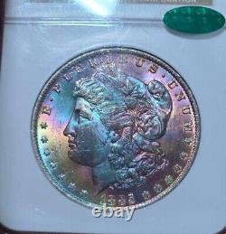 1885 O Morgan Silver Dollar NGC MS63 Star CAC Monster Rainbow Toned GEM