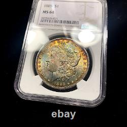 1885 P Morgan Silver Dollar $1 NGC MS64 Old GEM BU+ Nice Color Toning+