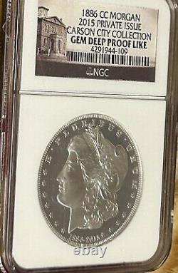 1886 CC 1 Oz MORGAN SILVER $1 2015 PRIVATE ISSUE COLLECTION GEM DEEP PROOF COIN