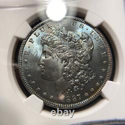 1887 Morgan Silver Dollar $1 NGC MS63 Old Gem BU++ Blue/Green Toning Rare