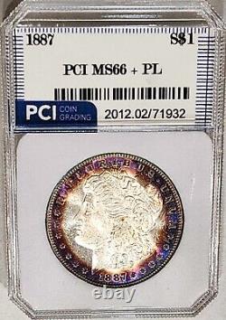 1887-P Morgan Dollar Gem BU +++ PL Proof-like Album Toned Fantastic Coin