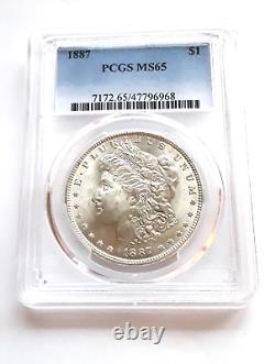 1887-P Morgan Silver Dollar, PCGS MS65, DEFINITION, LUSTER, APPEARANCE, BU GEM