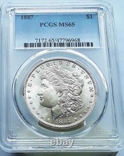 1887-P Morgan Silver Dollar, PCGS MS65, DEFINITION, LUSTER, APPEARANCE, BU GEM