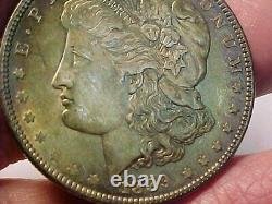 1889 $1 Morgan Silver Dollar Gem Unc Beautiful Mint State Rainbow Toned