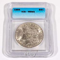 1889 Morgan Silver Dollar ICG MS65 1 Individual Gem Grade Uncirculated Coin