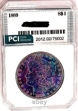 1889-P Morgan Dollar Gem BU Fabulous Bold Rainbow Color Toned