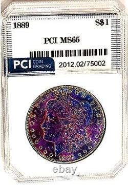 1889-P Morgan Dollar Gem BU Fabulous Bold Rainbow Color Toned