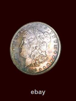 1890-S $1 Morgan Silver Dollar GEM BU GORGEOUS RAINBOW TONED