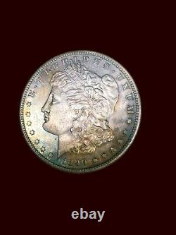 1890-S $1 Morgan Silver Dollar GEM BU GORGEOUS RAINBOW TONED
