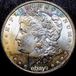 1899-O Morgan Silver Dollar BU Rainbow Toned WOW Eye Appeal Gem BU+