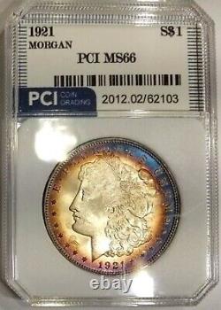 1921 Morgan Dollar Gem BU ++ Bright Target Toned Rainbow PQ +