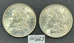 Lot of TWO Morgan Silver Dollars GEM BU 1884 & 1898 Silver Morgan Dollars M653