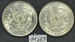 Lot of TWO Morgan Silver Dollars GEM BU 1884 & 1898 Silver Morgan Dollars M653
